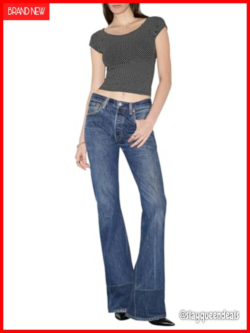 RE/DONE Shoulder Slim Tee Boat Neck Short Sleeve Cotton Blend Top